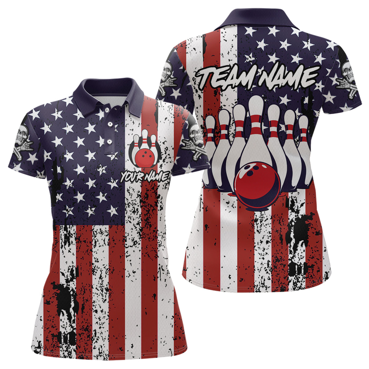 US Patriotic Bowling Shirts Custom American Bowling Jersey for Men Women Team MBL62