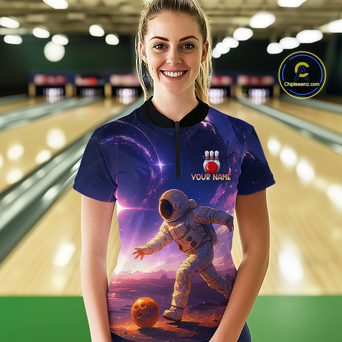 Custom Astronaut Bowling Shirts for Men Women Team Bowling Polo & Quarter Zip Shirts MBL154