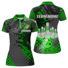 Load image into Gallery viewer, Fire Bowling Shirt Custom Green Bowling Jersey for Men Women with Team Name MBL63