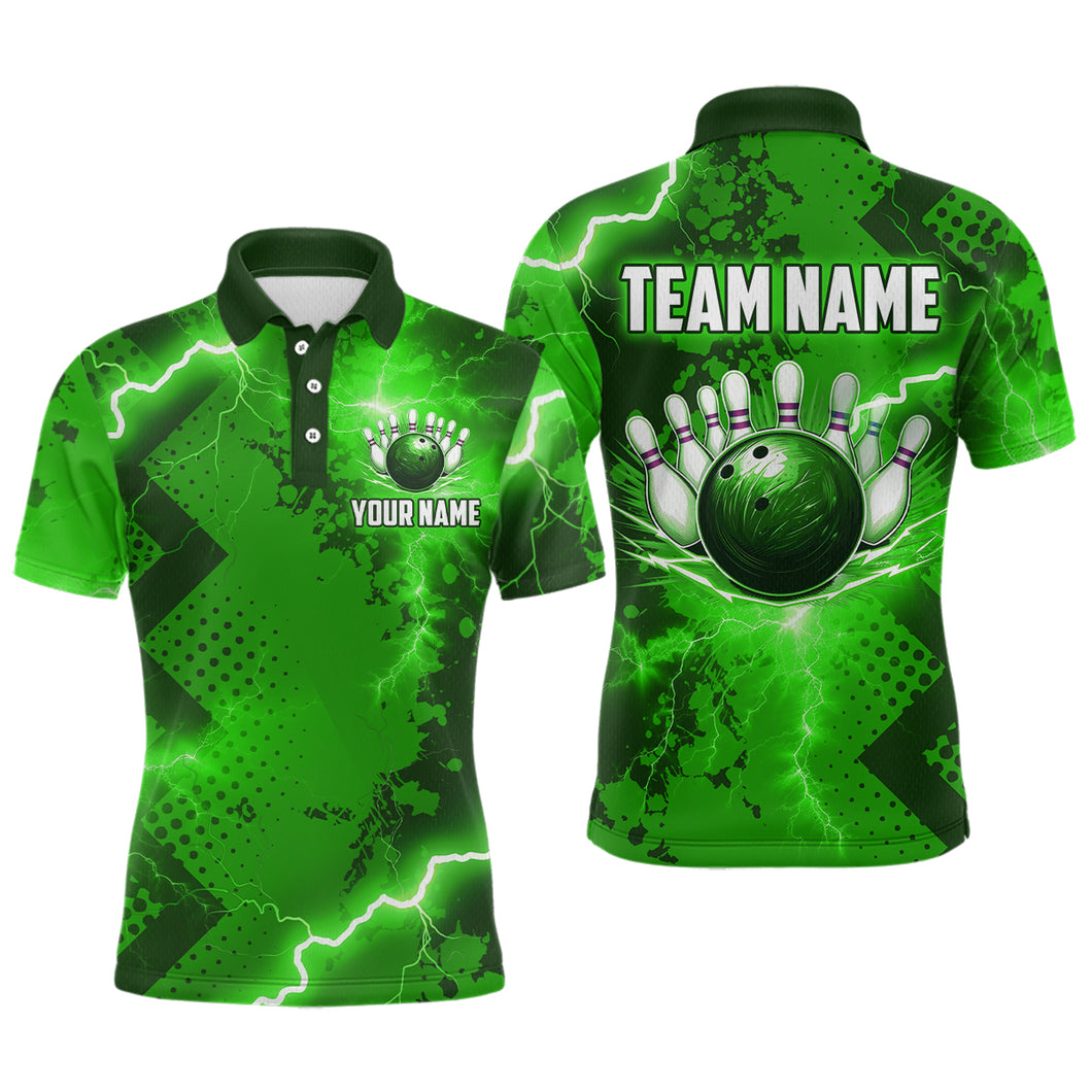 Thunder Lightning Bowling Shirt Green Bowling Jersey Men Women Team Bowling Shirts MBL64