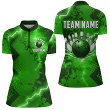 Load image into Gallery viewer, Thunder Lightning Bowling Shirt Green Bowling Jersey Men Women Team Bowling Shirts MBL64