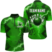 Load image into Gallery viewer, Thunder Lightning Bowling Shirt Green Bowling Jersey Men Women Team Bowling Shirts MBL64
