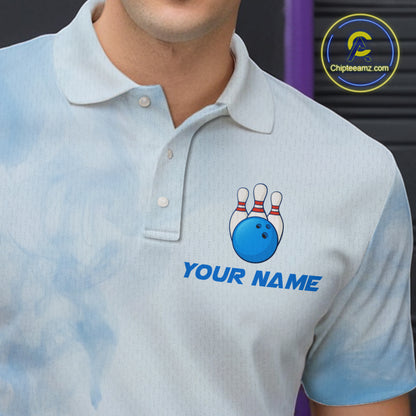 Blue Smoke Bowling Shirts for Women Men Team Custom Bowling Jerseys for Bowlers MBL139