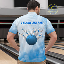 Load image into Gallery viewer, Blue Smoke Bowling Shirts for Women Men Team Custom Bowling Jerseys for Bowlers MBL139