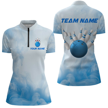 Blue Smoke Bowling Shirts for Women Men Team Custom Bowling Jerseys for Bowlers MBL139