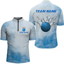 Load image into Gallery viewer, Blue Smoke Bowling Shirts for Women Men Team Custom Bowling Jerseys for Bowlers MBL139