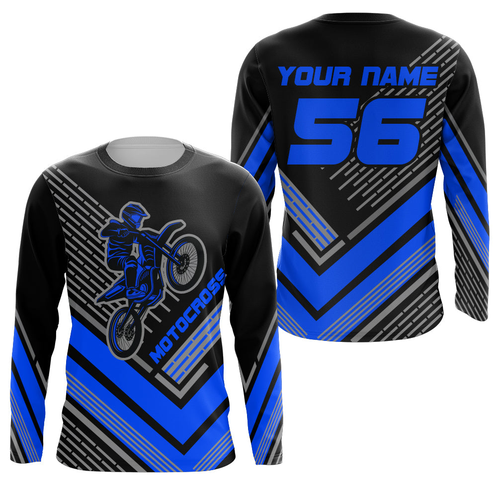 Motocross Racing Jersey Blue Custom Dirt Bike Motorcycle Shirt For Kid Men Women XM295