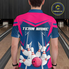 Load image into Gallery viewer, Pink&amp;Blue Bowling Shirts for Men Women Team Personalized Bowling Polo and Quarter Zip MBL112