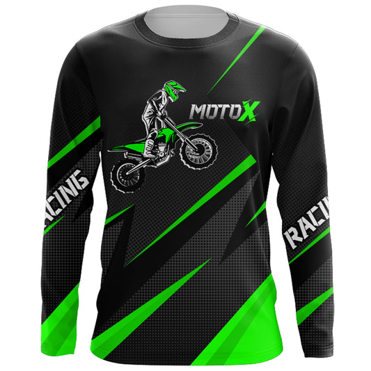Motocross Racing Jersey Green Men Kid Upf30+ Dirt Bike Shirt Off-Road Racing Jersey XM248