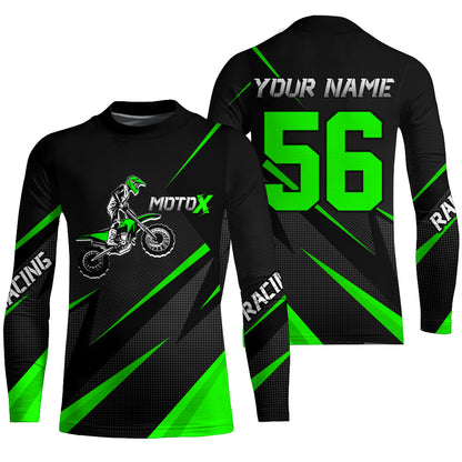 Motocross Racing Jersey Green Men Kid Upf30+ Dirt Bike Shirt Off-Road Racing Jersey XM248