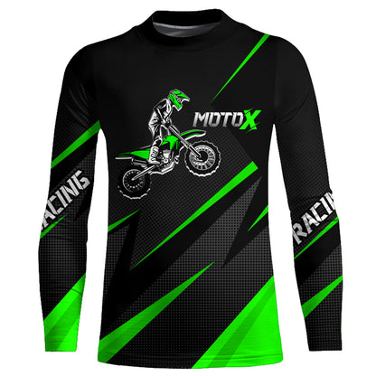 Motocross Racing Jersey Green Men Kid Upf30+ Dirt Bike Shirt Off-Road Racing Jersey XM248