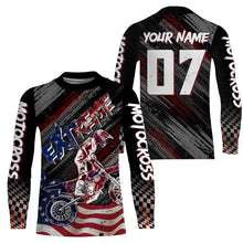 Load image into Gallery viewer, American Flag Motocross Jersey UPF30+ Youth Dirt Bike Shirt Patriotic Extreme MX Racing Shirt XM123
