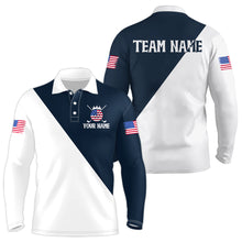 Load image into Gallery viewer, White and Blue Golf Polo Shirt Custom Patriotic Golf Shirts for Men Women Team MMG52