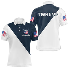Load image into Gallery viewer, White and Blue Golf Polo Shirt Custom Patriotic Golf Shirts for Men Women Team MMG52