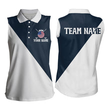Load image into Gallery viewer, White and Blue Golf Polo Shirt Custom Patriotic Golf Shirts for Men Women Team MMG52