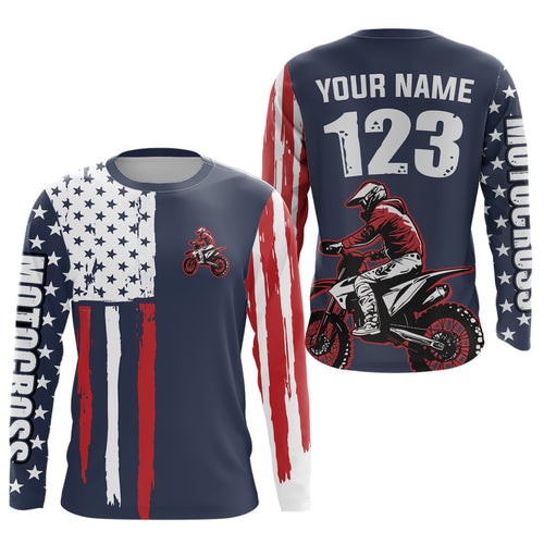 American Flag Motocross Jersey Custom for Kid Men Women Patriotic Dirt Bike Shirt XM333
