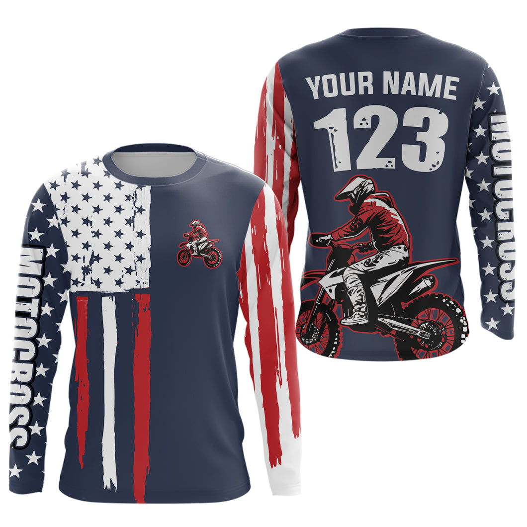 American Flag Motocross Jersey Custom for Kid Men Women Patriotic Dirt Bike Shirt XM333