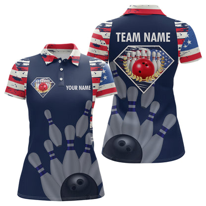 Custom Patriotic Bowling Shirts for Women Men American Flag Bowling Shirt for Team MBL06