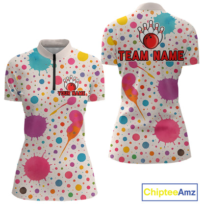 Ink Watercolor Pink Bowling Shirt for Men Women Custom Team Bowling Jerseys MBL103