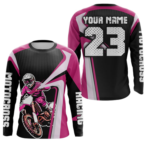 Custom Motocross Jersey Pink Dirt Bike Shirt For Kid Women Men Off-road Shirt XM307