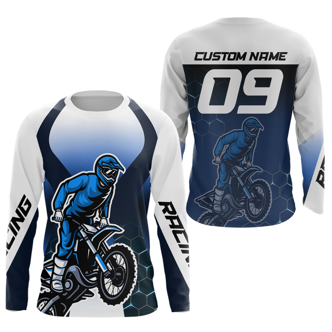 Custom Blue Motocross Jersey Youth Dirt Bike Shirt Men Kid Women Motorcycle Shirts XM340