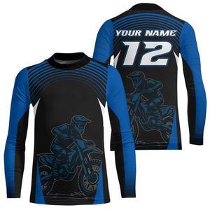 Custom Blue Motocross Racing Jersey Dirt Bike Off-road Riding Jersey Men Kid Women XM356