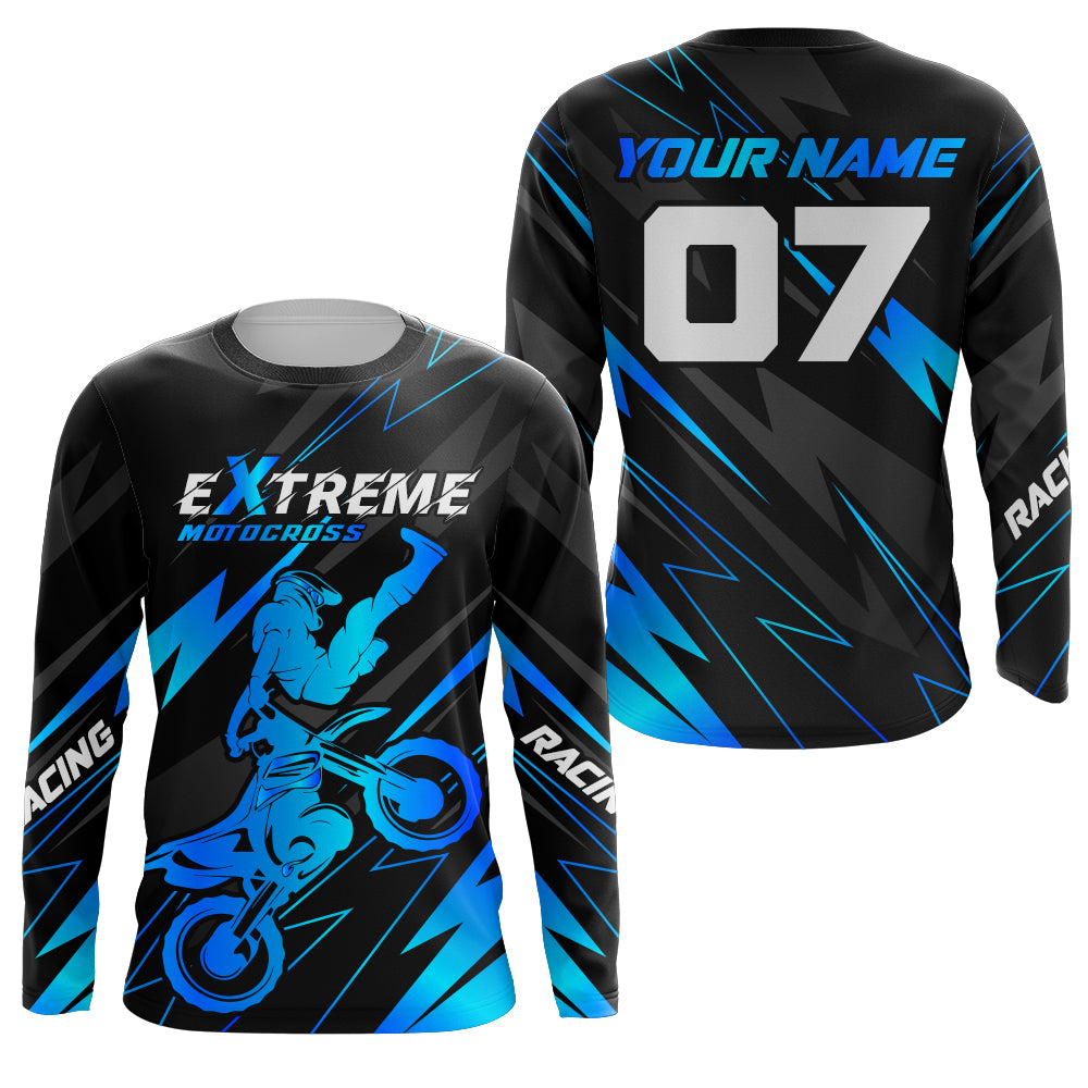 Blue Motocross Racing Jersey Custom Dirt Bike Shirt Kid Women Men Motorcycle Shirt XM300