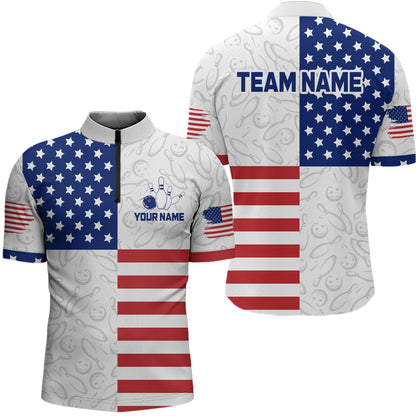 American Flag Bowling Shirt Patriotic Bowling Shirts for Men Women Bowling Jersey MBL24