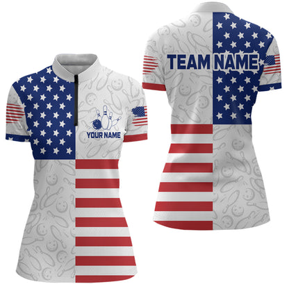 American Flag Bowling Shirt Patriotic Bowling Shirts for Men Women Bowling Jersey MBL24
