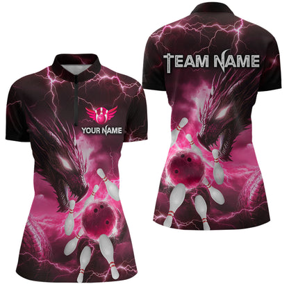 Custom Dragon Bowling Shirt Pink Thunder Bowling Jersey for Men Women Team MBL82