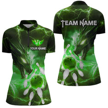 Load image into Gallery viewer, Custom Dragon Bowling Shirt Green Thunder Bowling Jersey for Men Women Team MBL82