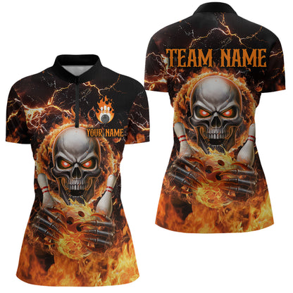 Skull Bowling Shirt Custom Thunder Flaming Bowling Jersey for Men Women Team MBL85