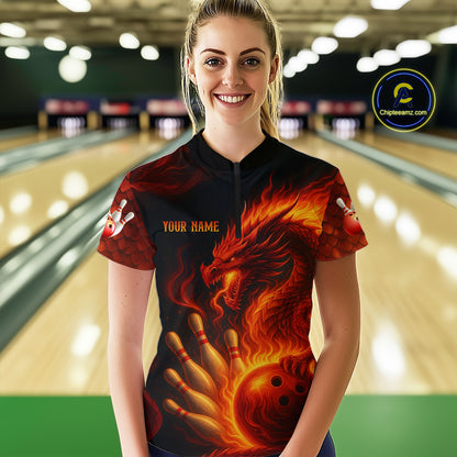 Dragon Bowling Shirts Women Men Team Custom Flame Bowling Jerseys for Bowlers MBL143