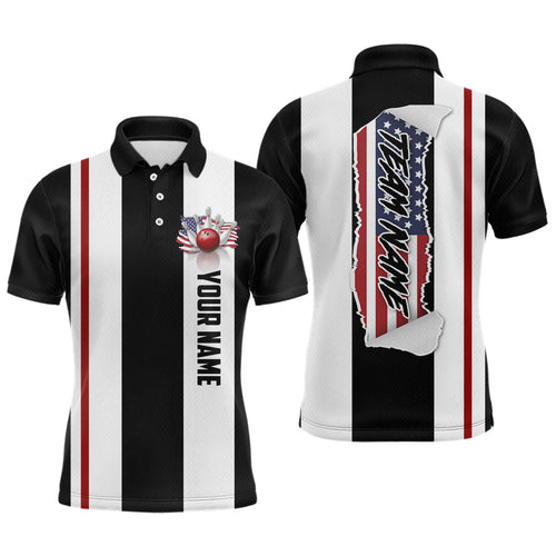 American Flag Bowling Shirt Patriotic Bowling Jersey for Men Women Bowling Polo&1/4 Zip MBL29