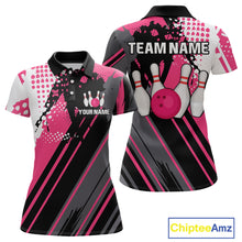 Load image into Gallery viewer, Custom Pink Bowling Shirts for Men Women Team Bowling Polo and Quarter Zip MBL104