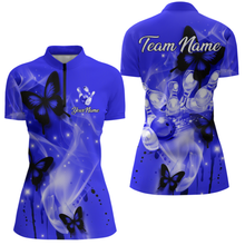 Load image into Gallery viewer, Custom Navy Blue Butterflies Bowling Shirts for Men Women Team MBL120