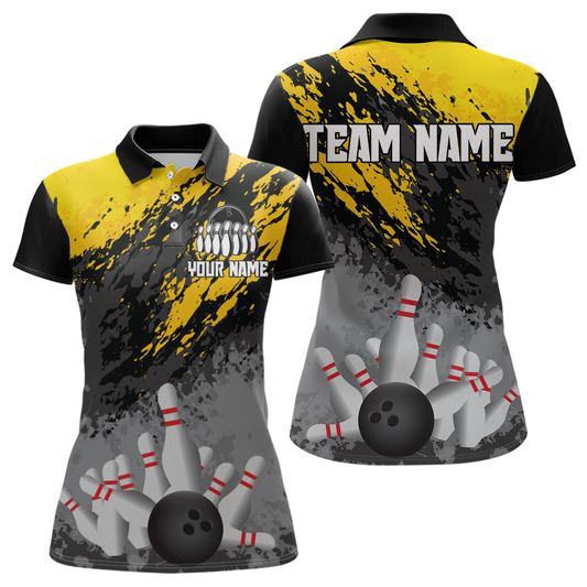 Custom Yellow Bowling Shirt forMen Women Team Bowling Jersey Bowling Polo & 1/4 Zip Shirt MBL40
