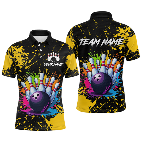Custom Yellow Watercolor Bowling Shirts for Men Women Team Funny Bowling Jersey MBL45