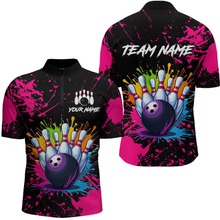 Load image into Gallery viewer, Custom Pink Watercolor Bowling Shirts for Men Women Team Funny Bowling Jersey MBL45
