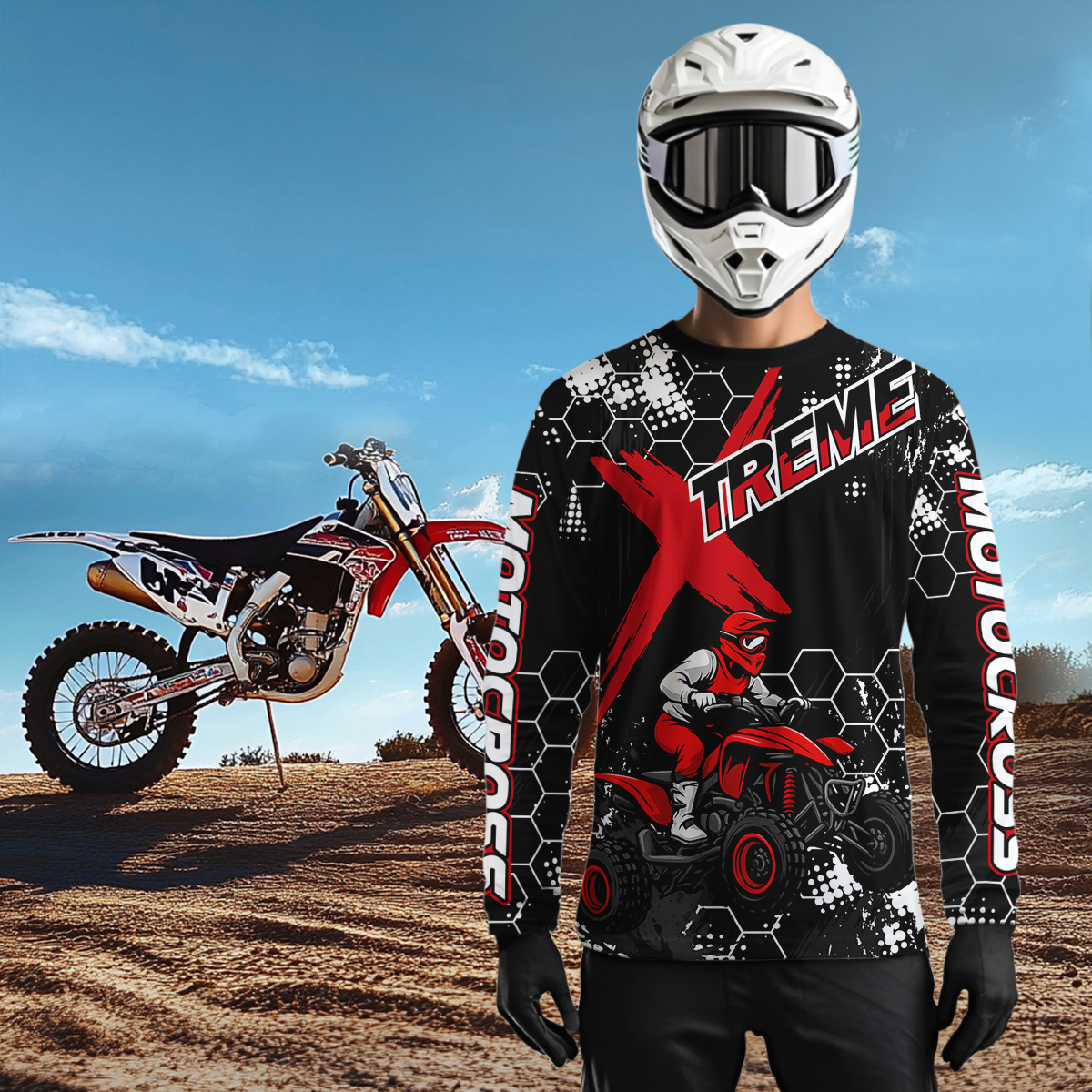 Custom ATV Racing Jersey Red-Black ATV Motocross Shirt ATV Jersey for Men Kid Women MX117