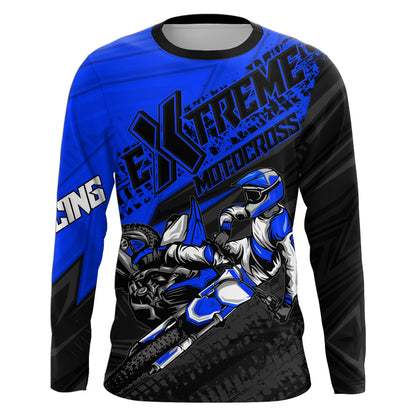 Blue Motocross Racing Jersey Upf30+ Kid Men Women Dirt Bike Shirt Off-road Jersey XM285