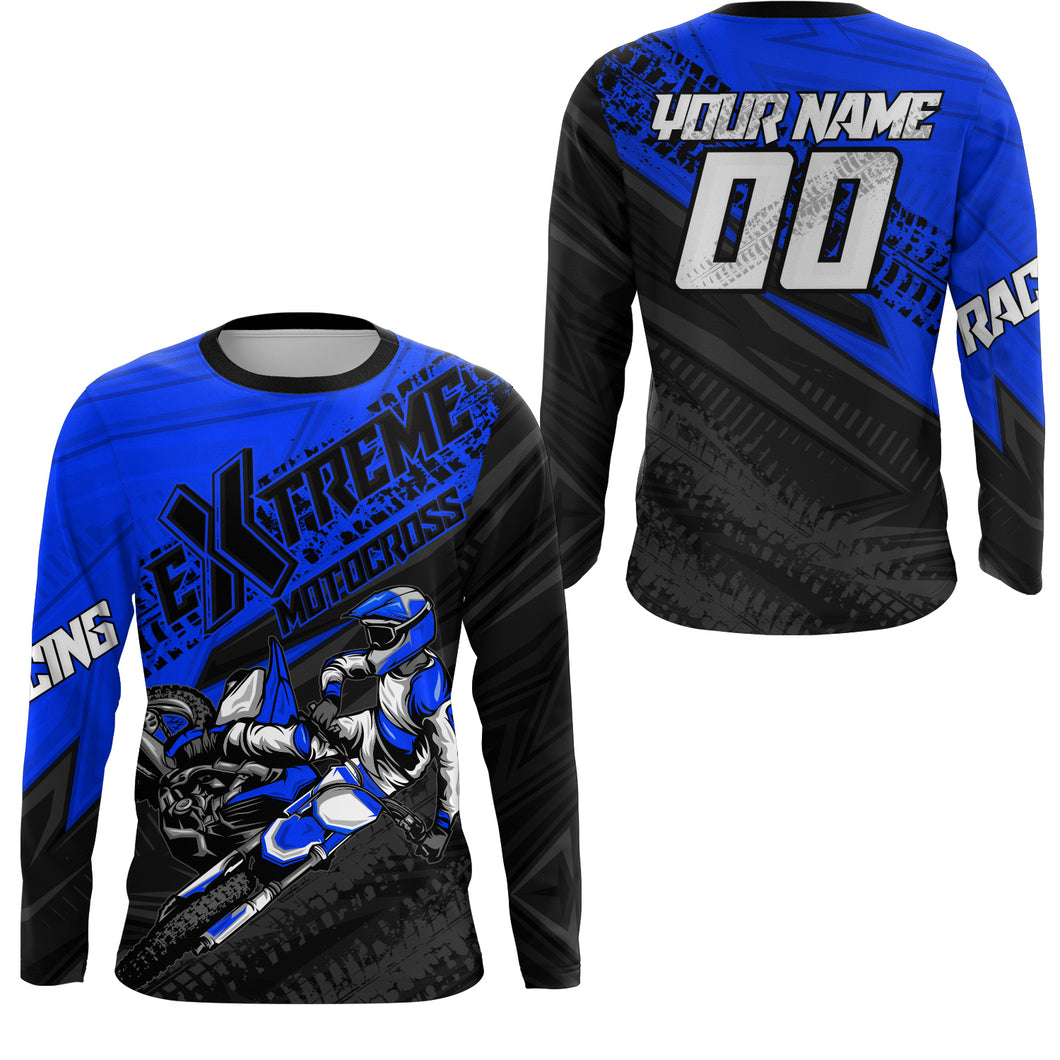 Blue Motocross Racing Jersey Upf30+ Kid Men Women Dirt Bike Shirt Off-road Jersey XM285