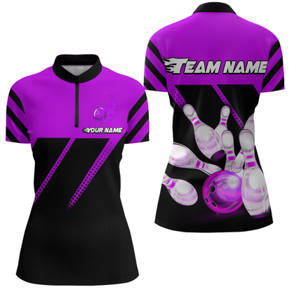Purple Bowling Shirt Custom Bowling Jersey for Men Women Bowling Polo&1/4 Zip Shirts MBL51