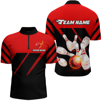 Red Bowling Shirt Custom Bowling Jersey for Men Women Bowling Polo&1/4 Zip Shirts MBL51