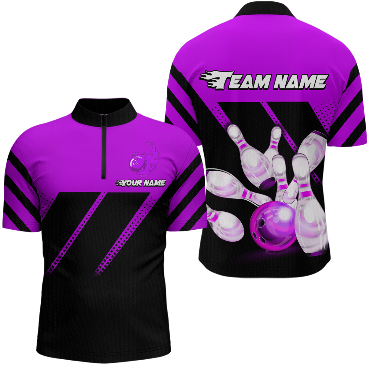 Purple Bowling Shirt Custom Bowling Jersey for Men Women Bowling Polo&1/4 Zip Shirts MBL51