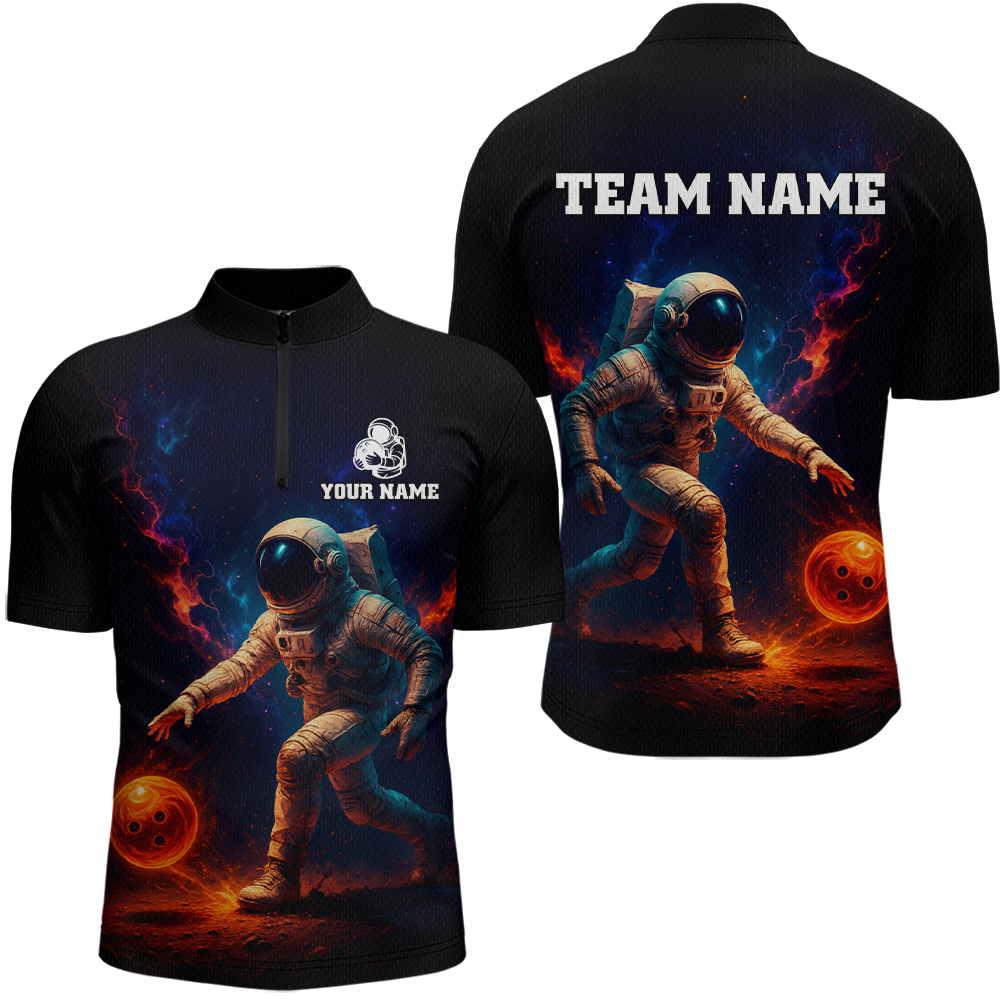 Custom Astronaut Bowling Shirts for Women Men Team Galaxy Bowling Polo and 1/4 Zip MBL170