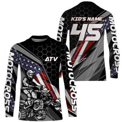ATV Motocross Jersey UPF30+ ATV Quad Bike Shirt Men Kid American Flag ATV Racing Jersey MX29