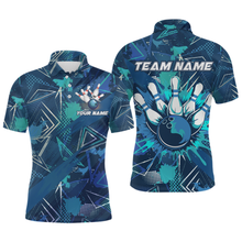 Load image into Gallery viewer, Blue Bowling Shirt Custom Bowling Jersey for Men &amp; Women Flame Bowling Shirt for Bowlers MBL55