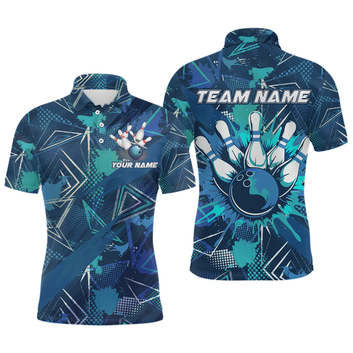 Blue Bowling Shirt Custom Bowling Jersey for Men & Women Flame Bowling Shirt for Bowlers MBL55