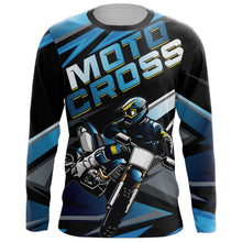 Load image into Gallery viewer, Blue Motocross Jersey Upf30+ Dirt Bike Youth Motocross Riding Shirt Men Women Kid XM38